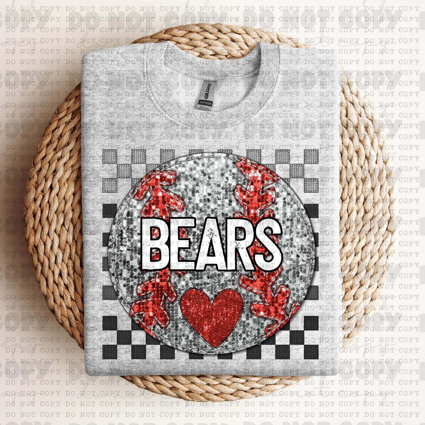 Bears Baseball faux glitter
