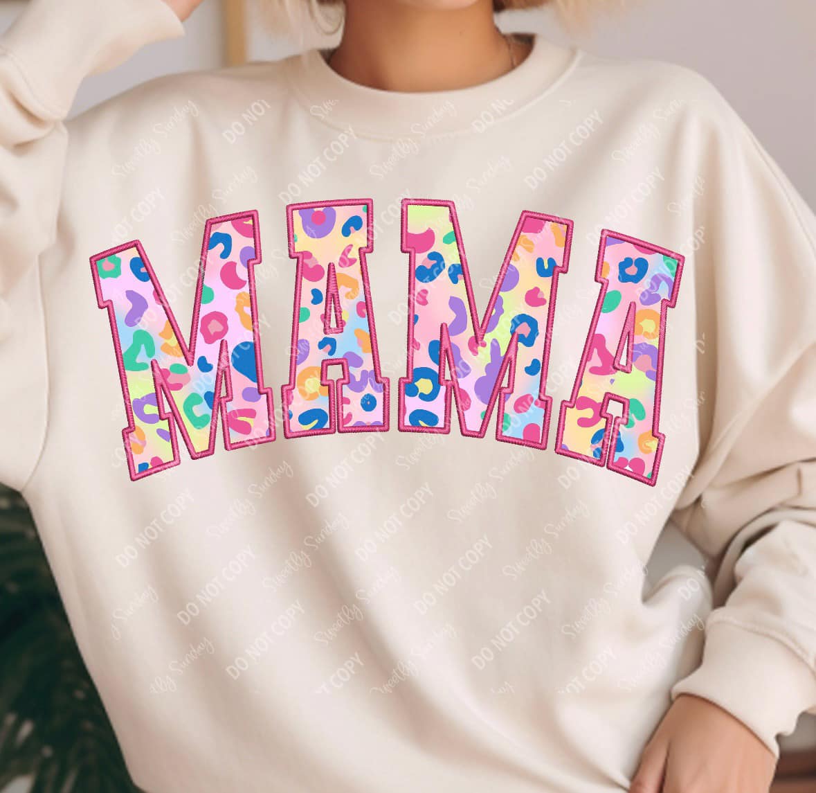 Mama faux embroidery pastel Mom Shirts