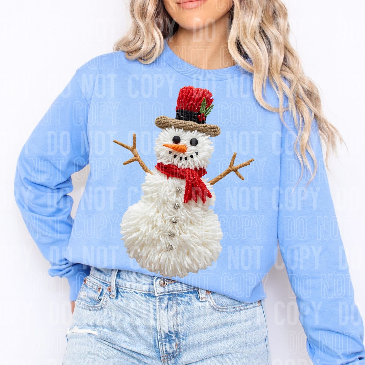 Faux yarn snowman
