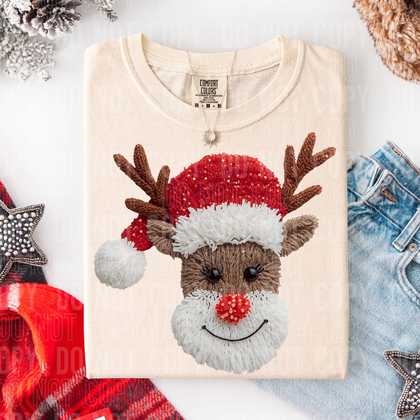 Faux yarn Santa reindeer