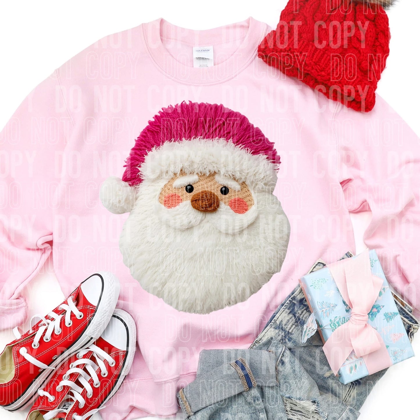 Faux yarn Santa pink hat
