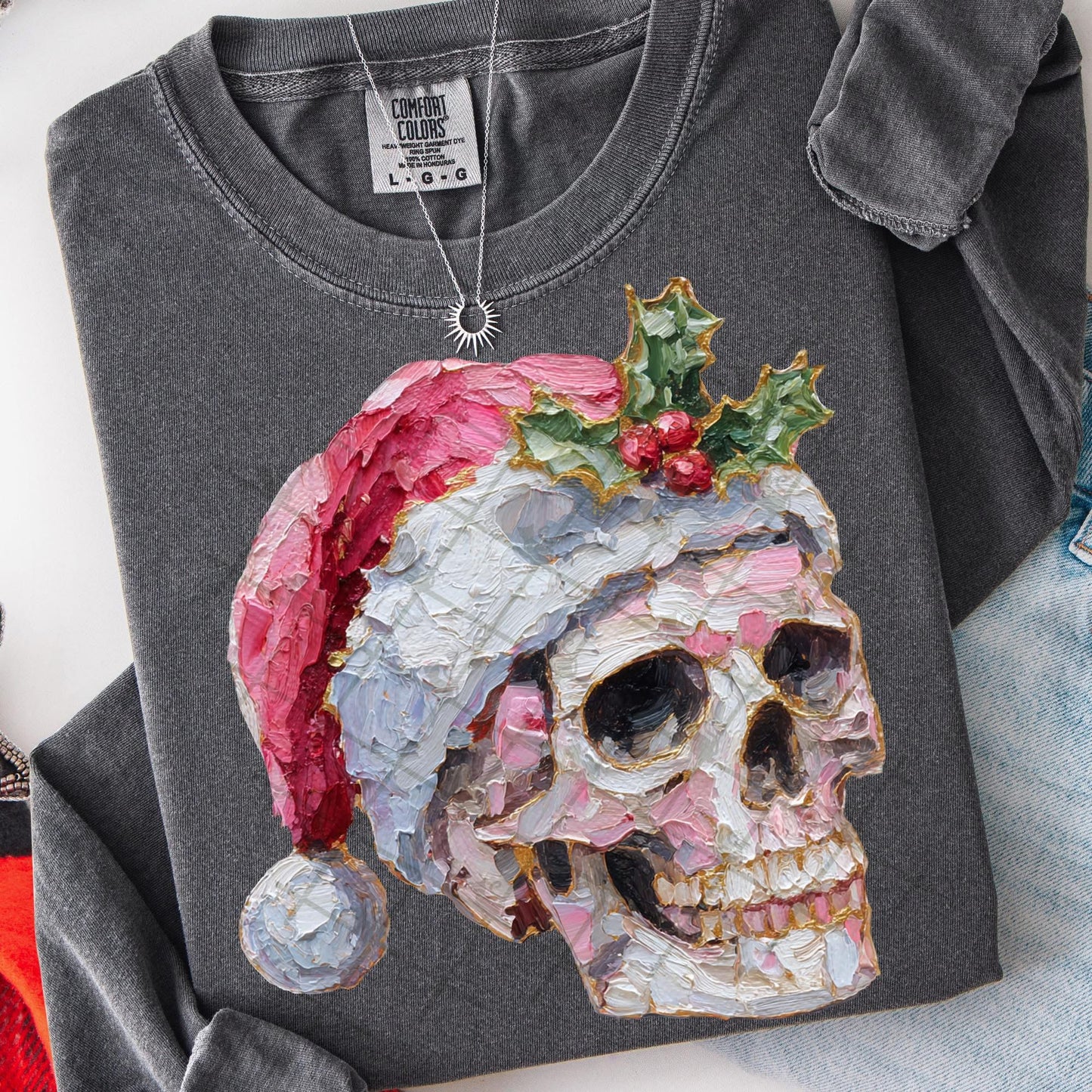 hand painted christmas skelly
