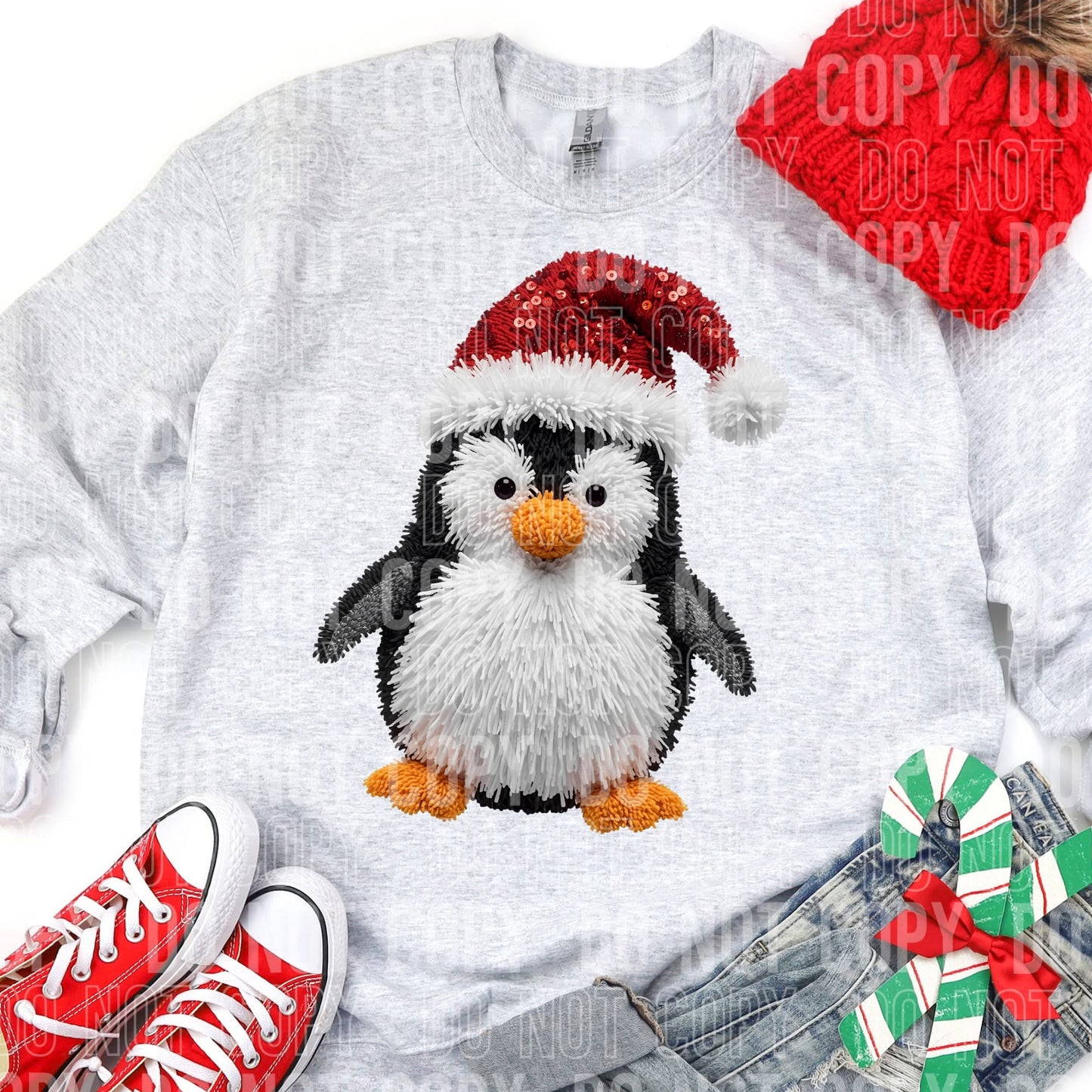 Faux yarn santa penquin