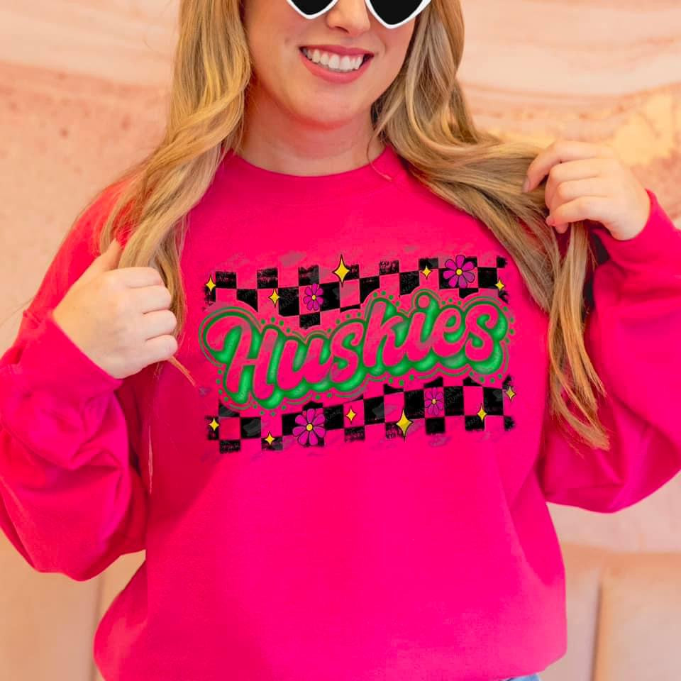 Huskies Neon Checkered