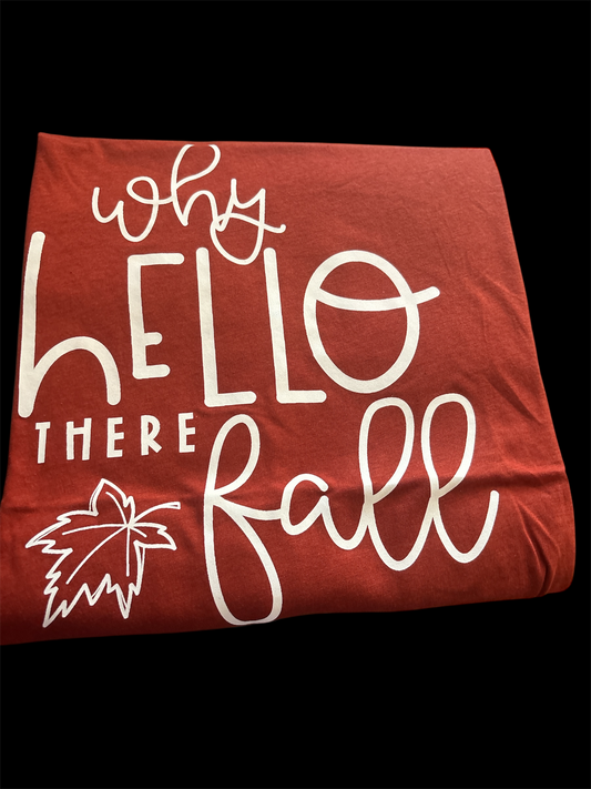 Why hello there fall bella canvas rust long sleeve