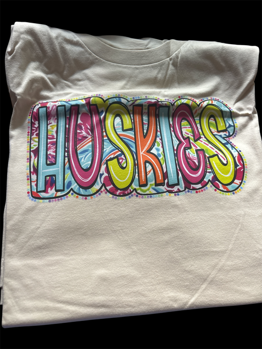 Huskies colorful outline bella canvas