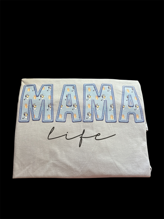 Mama life bella canvas light blue