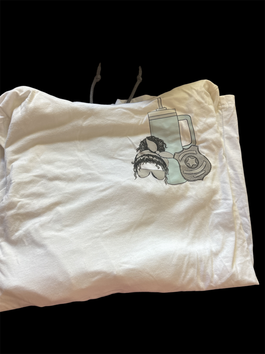 Police wife bougie long sleeve tee with hood