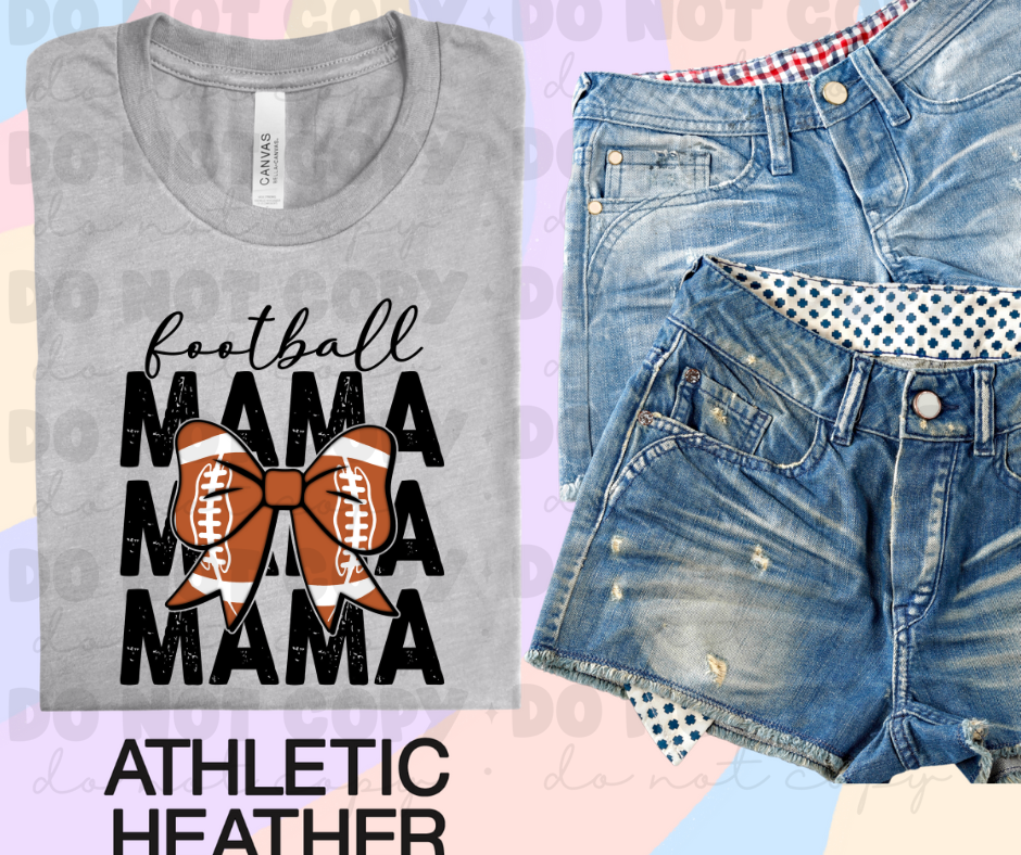 Football Mama (stacked) with Bow