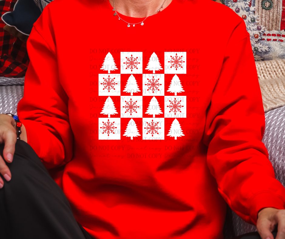 Single color christmas trees and snowflakes drop down