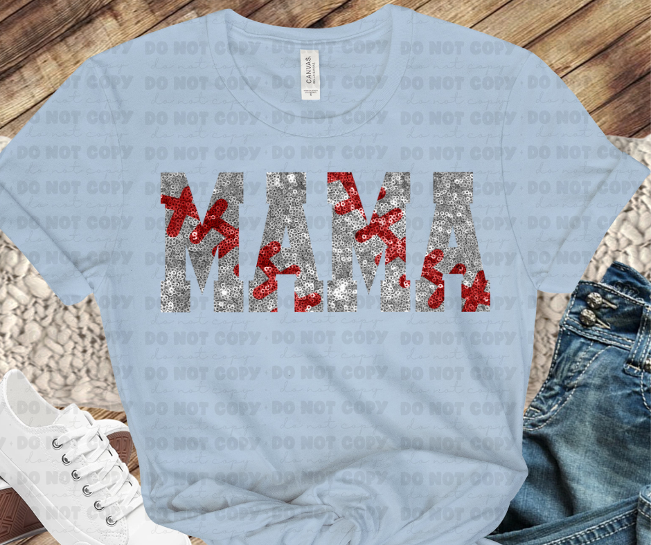 Mama (faux glitter Baseball )