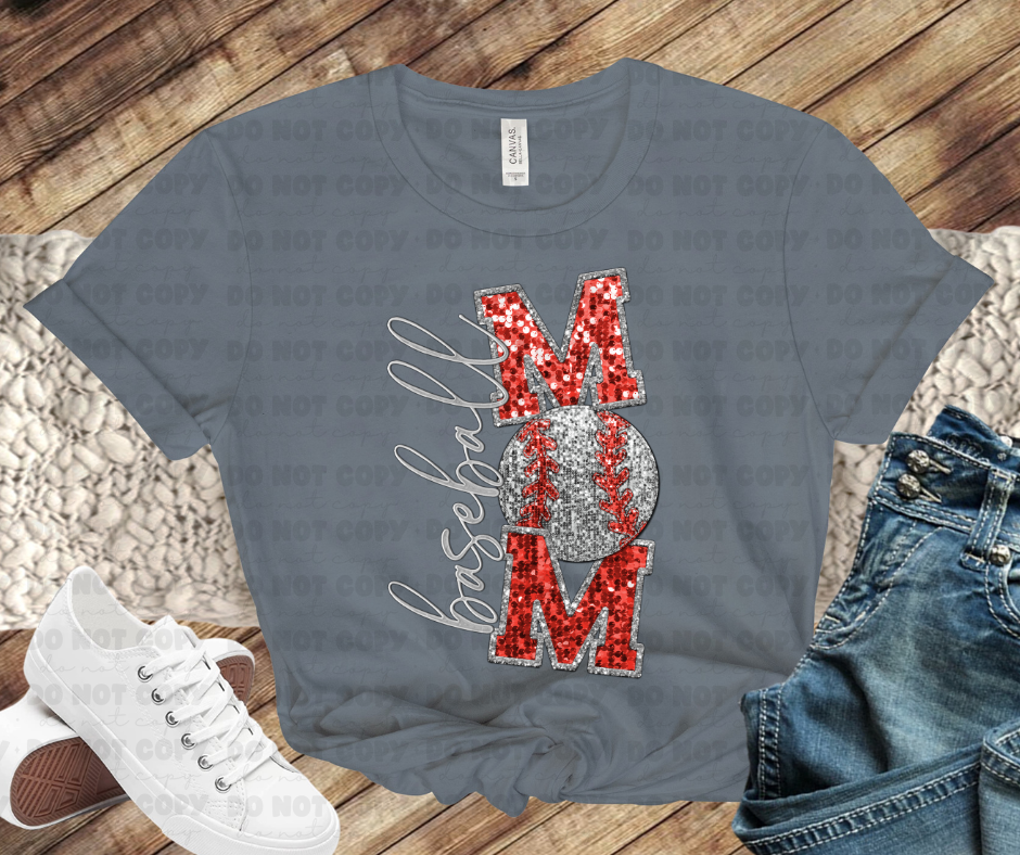 Baseball Mom faux glitter