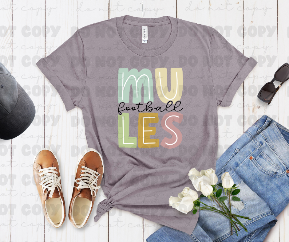 Mules Football pastel