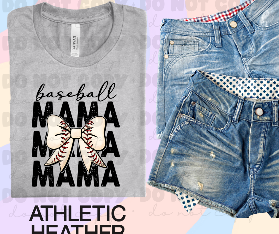 Baseball Mama stacked with Bow
