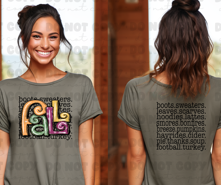 Fall (front and back) Subway Words