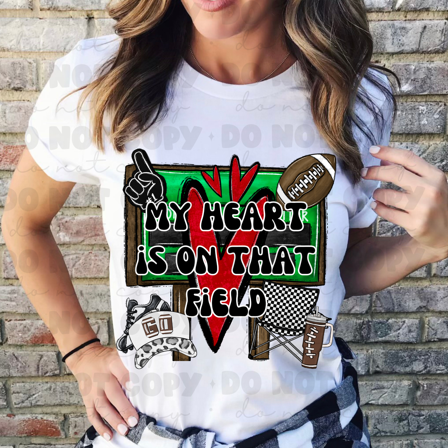 My Heart Is On That Field Red Heart Football Tee