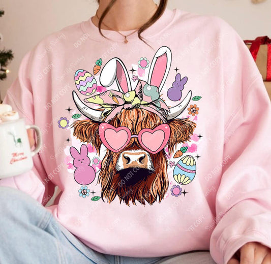 Easter Bunny Highland Cow Easter Shirts