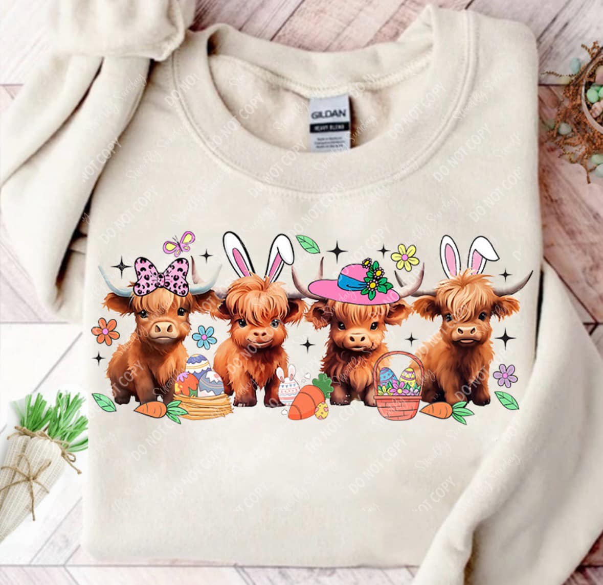 Highland Cows Easter Bunny Easter Shirts