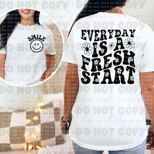 Everyday Is A Fresh Start Floral Blk With Pocket Tee