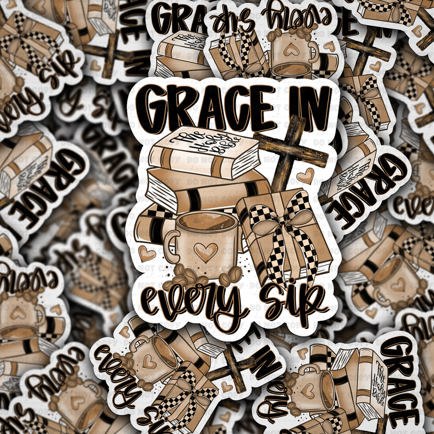 Grace in every sip vinyl die-cut sticker
