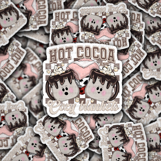 Hot cocoa and warm blankets vinyl die-cut sticker