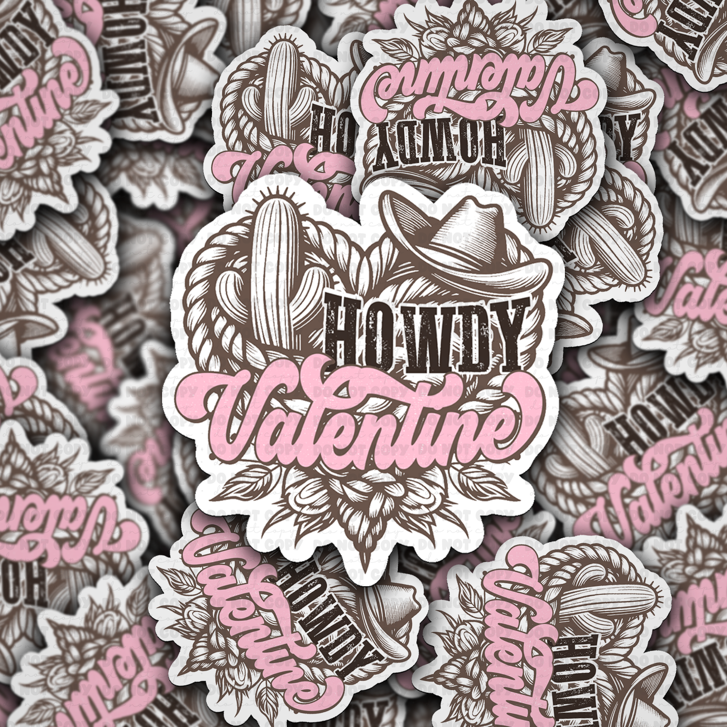 Howdy valentine vinyl die-cut sticker