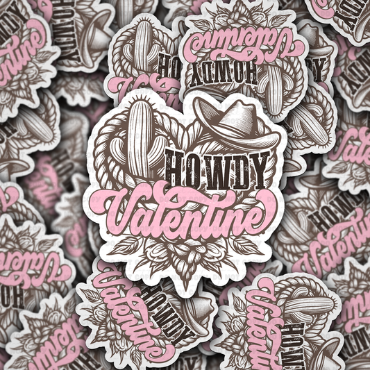 Howdy valentine vinyl die-cut sticker