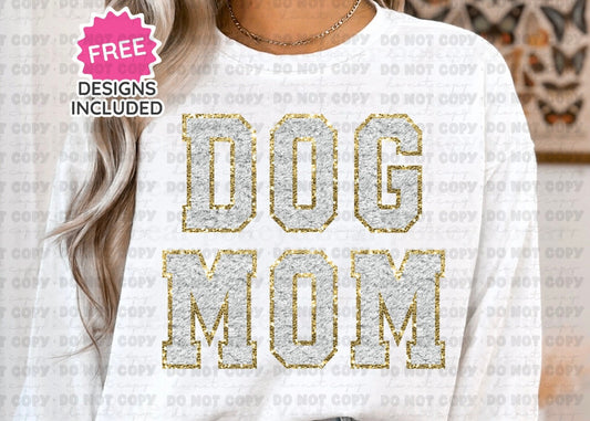 Dog mom (faux chenille patch) Dog mom shirt