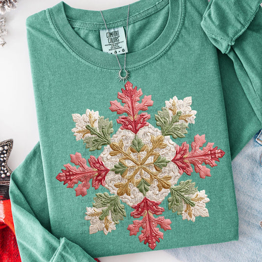 Snowflake faux embroidery