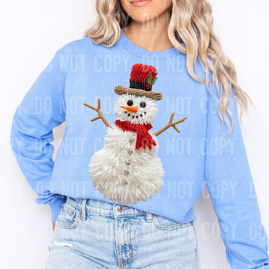 Faux yarn snowman