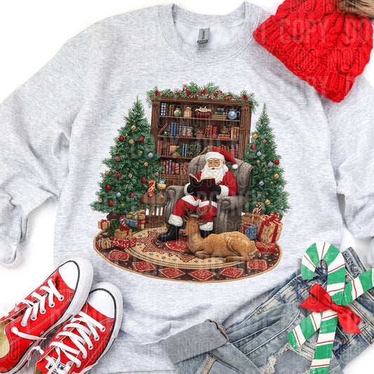 Santa reading a book