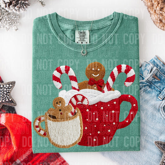 Faux yarn gingerbread hot cocoa