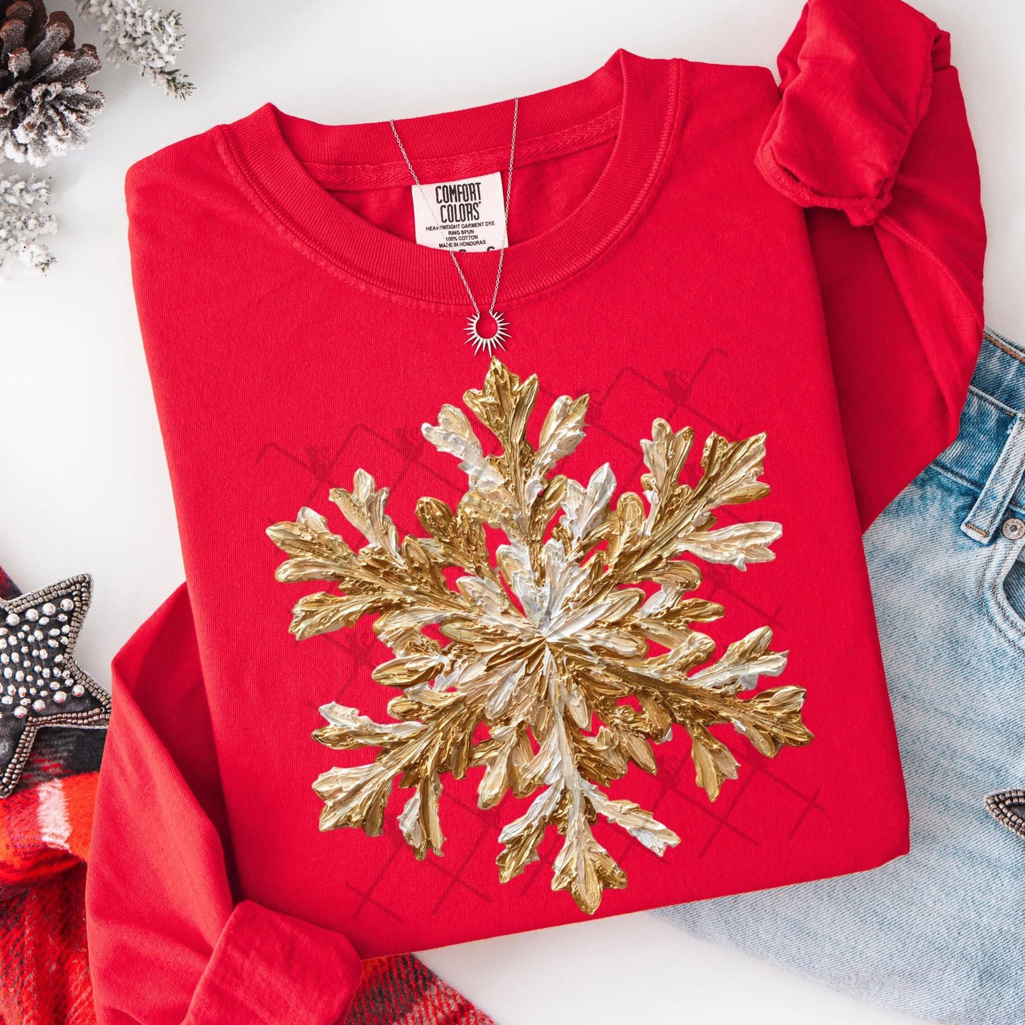 Hand painted snowflake silver and gold