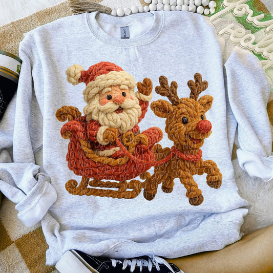 Faux yarn santa sleigh