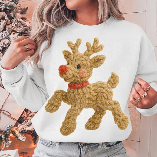 Faux yarn reindeer prancing