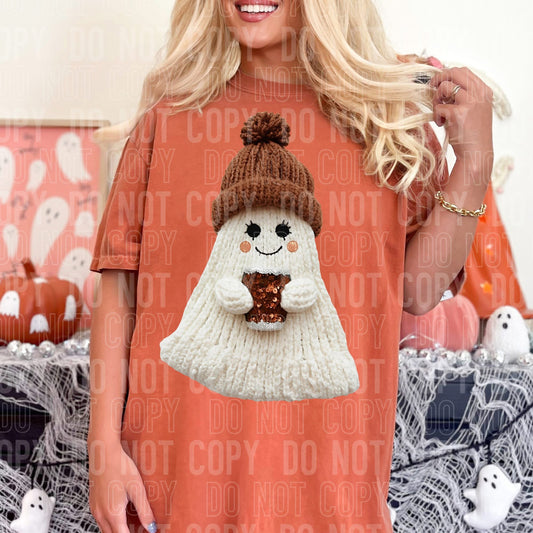 Faux yarn ghost brown hat