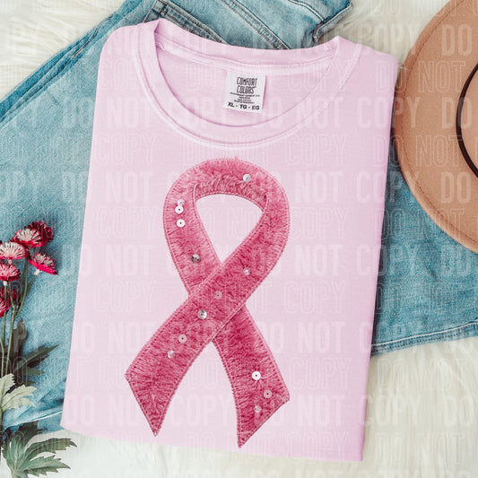 Faux yarn breast cancer awareness