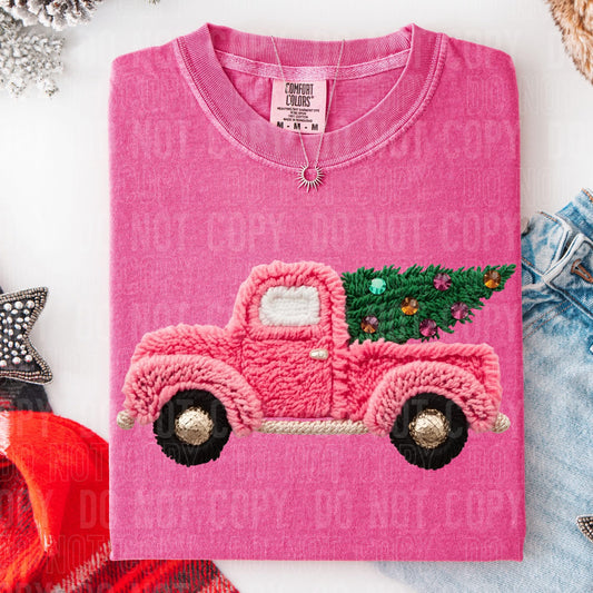Faux yarn pink truck