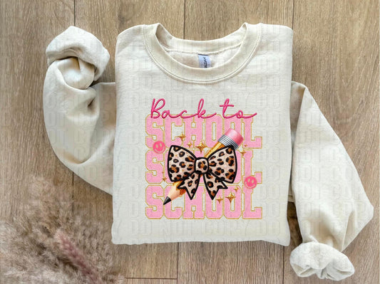 Back to School Leopard Bow with Pencil