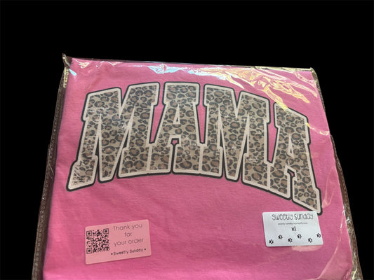 Leopard Mama heather pink gildan softstyle