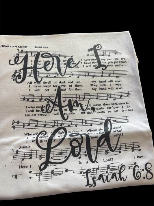 Here I am Lord  Isaiah 6:8 gildan softstyle white