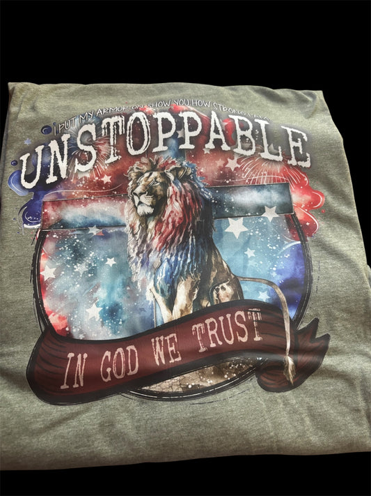 I put my Armor on to show you how strong I am UNSTOPPABLE  gildan softstyle heather military green