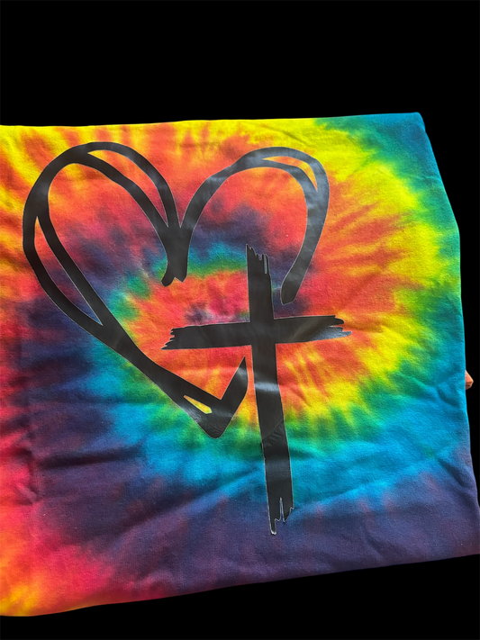 Heart and cross colortone tye dye