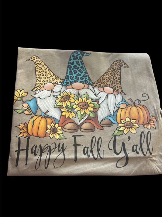 Gnomes Happy fall y'all bella canvas tee