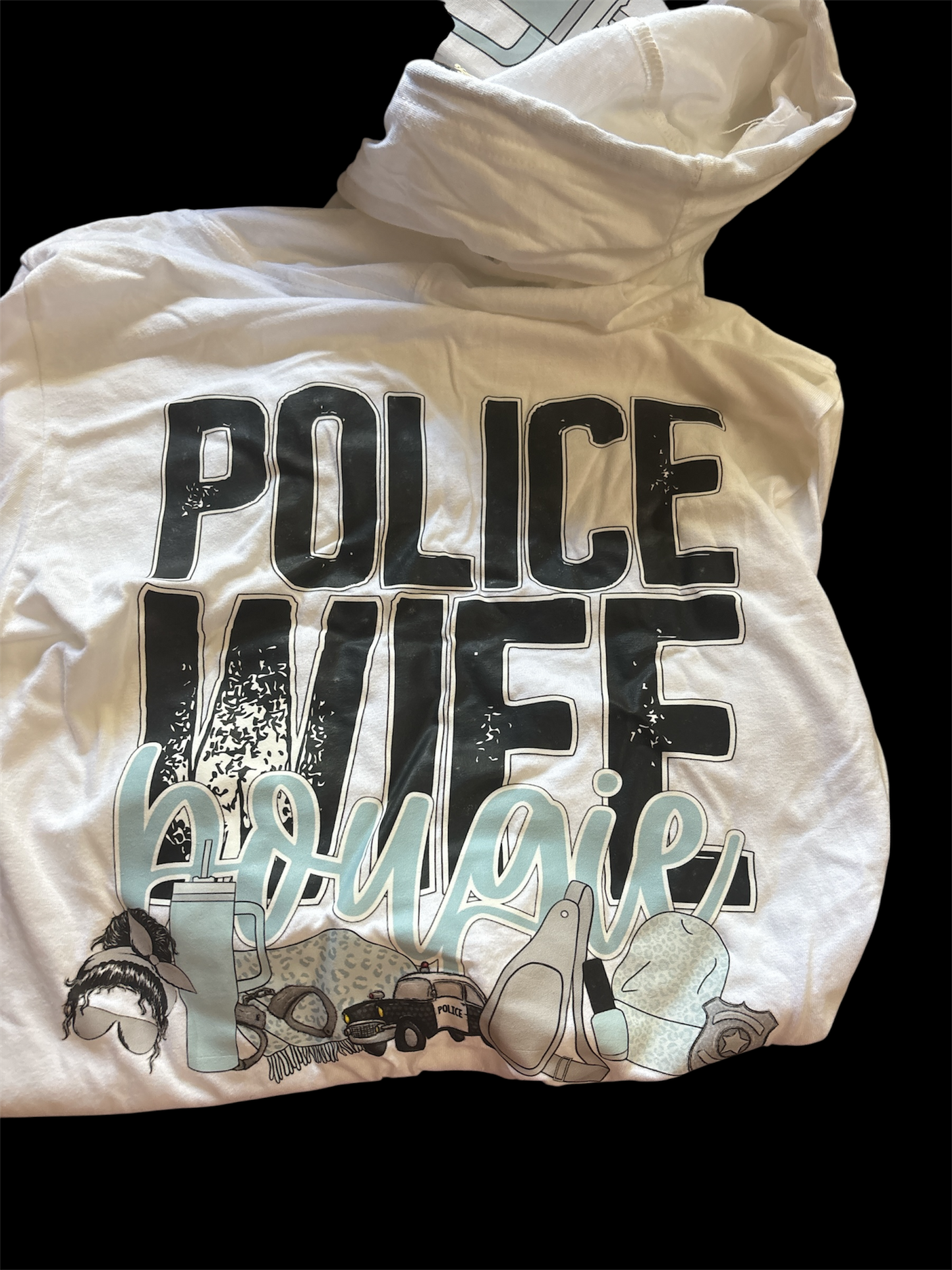 Police wife bougie long sleeve tee with hood