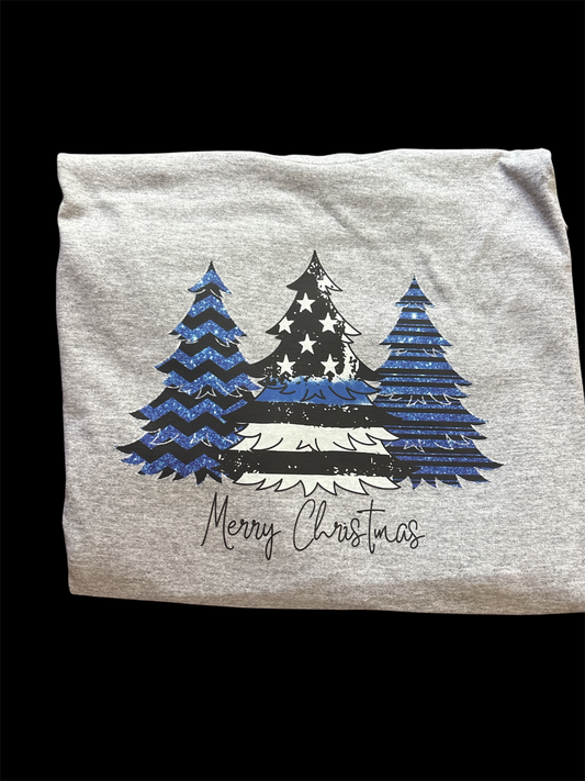 Merry Christmas tree thin blue line