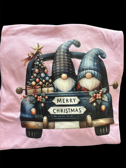 Merry Christmas gnomes truck