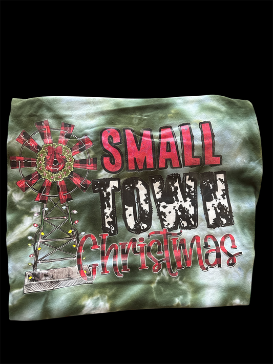 Small town Christmas tye dye tee