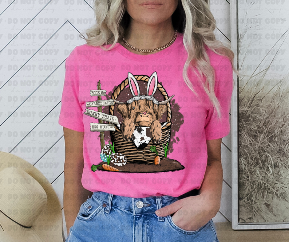 Easter Highland Cow Basket Easter Shirts