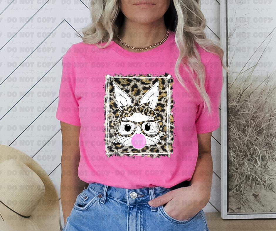 Leopard Bunny bubblegum Easter Shirts